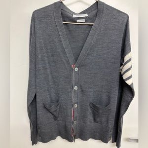 Thom Browne Gray Classic 4-Bar Wool Cardigan